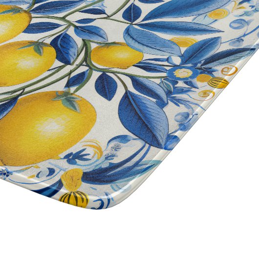 💛💙レモン入りの青と黄色のアズレホス カッティングボード (角)