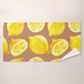 レモン入りシームレス水彩模様 バスタオル (バスタオル)
