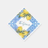レモン入りトスカーナのタイル水彩 スタンダードカクテルナプキン (角)