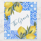 レモン入りトスカーナのタイル水彩 ワインラベル (シングルラベル)