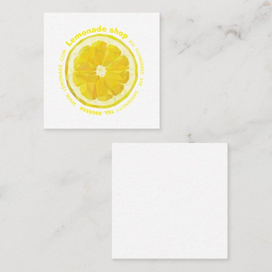 レモン切れの黄色の正方形の名刺 スクエア名刺 (正面/裏面)