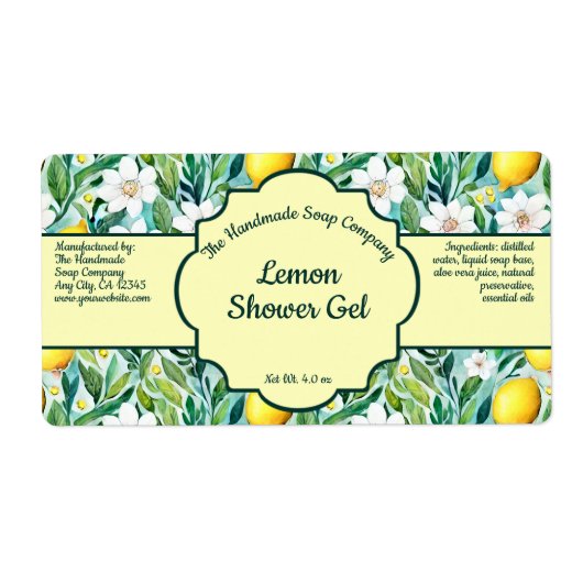 レモン化粧品の瓶ラベル – 1 ラベル (正面)