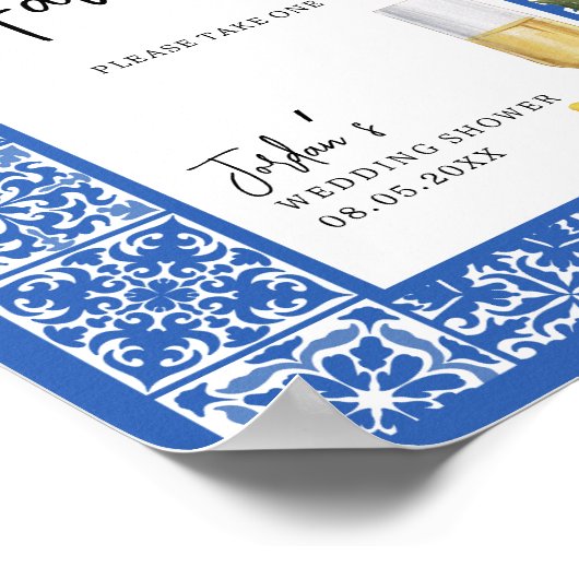 レモン地中海のとタイルウェディングシャワーの好意 ポスター (角)