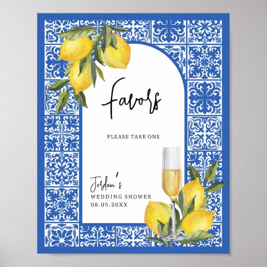 レモン地中海のとタイルウェディングシャワーの好意 ポスター (正面)
