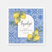 レモン地中海のとタイル彼らはYesシャワーを言った スタンダードカクテルナプキン (正面)