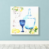 レモン地中海のと青ガラスをセット キャンバスプリント (インサイチュ (ウッドフロア))