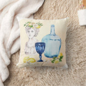 レモン地中海のと青ガラスをセット クッション (ブランケット)