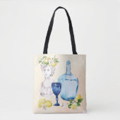 レモン地中海のと青ガラスをセット トートバッグ (正面)