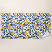 レモン地中海ののシームレスなパターン ビーチタオル (正面)