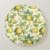 レモン地中海のの花柑橘類 ラウンドクッション (正面)