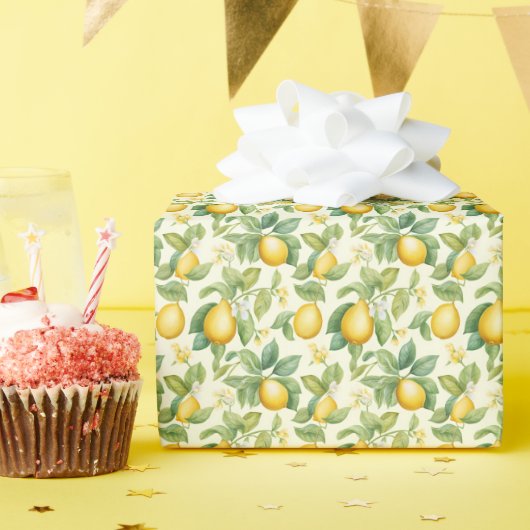 レモン地中海のの花柑橘類 ラッピングペーパー (誕生日パーティー)