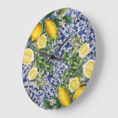 レモン地中海のスの夏ポルトガルのタイル ラージ壁時計 (傾斜)