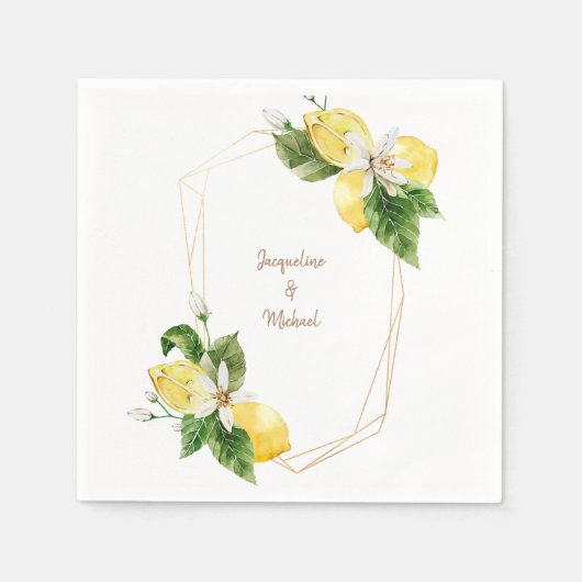 レモン地中海のズ金ゴールド文字カクテル スタンダードカクテルナプキン (正面)