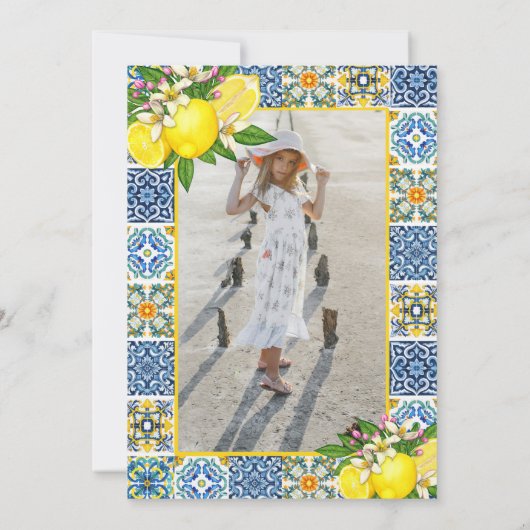 レモン地中海のフォトガール1st誕生日パーティー 招待状 (裏面)