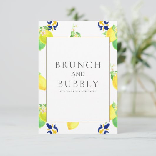 レモン地中海のブライダルシャワーカード 招待状 (スタンド正面)