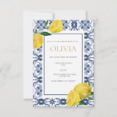 レモン地中海のブライダルシャワーカード 招待状 (裏面)