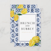 レモン地中海のブライダルシャワーカード 招待状 (正面/裏面)