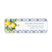 レモン地中海のブライダルシャワー差出人住所 ラベル (正面)