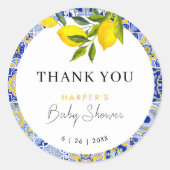 レモン地中海の赤ちゃんシャワーありがとう ラウンドシール (正面)