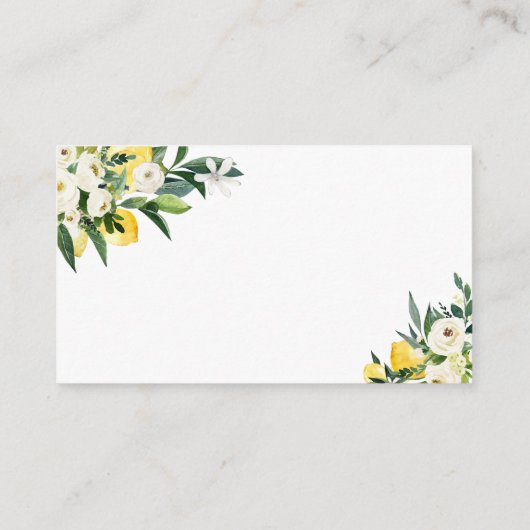 レモン地中海の赤ちゃんシャワーおむつラッフル エンクロージャーカード (裏面)