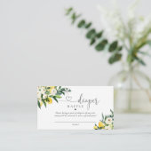 レモン地中海の赤ちゃんシャワーおむつラッフル エンクロージャーカード (スタンド正面)