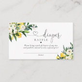 レモン地中海の赤ちゃんシャワーおむつラッフル エンクロージャーカード (正面)
