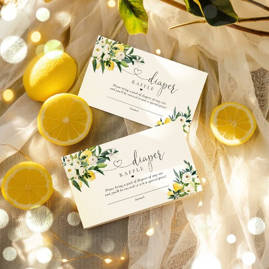 レモン地中海の赤ちゃんシャワーおむつラッフル エンクロージャーカード