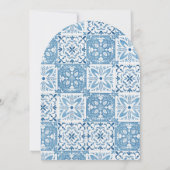 レモン地中海の赤ちゃんシャワーブルーのタイルアーチ 招待状 (裏面)