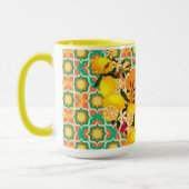 レモン地中海タイル オレンジ グリーン マグカップ (左)