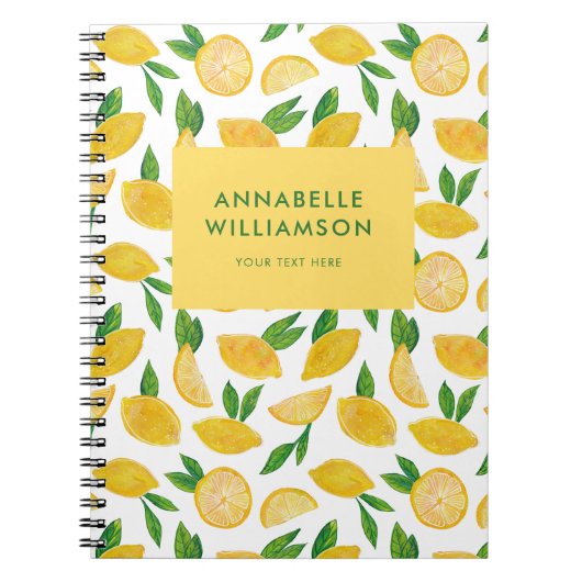 レモン夏の柑橘類のフルーツパターン ノートブック (正面)
