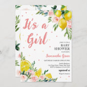 レモン女の子ベビーシャワー 招待状 (正面/裏面)