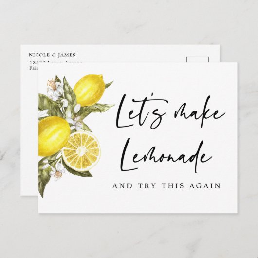 レモン延期された日付の結婚変更 ポストカード (正面/裏面)