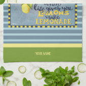 レモン引用文あなたの名ストライプの前 キッチンタオル (折り畳み)