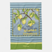 レモン引用文あなたの名ストライプの前 キッチンタオル (縦)