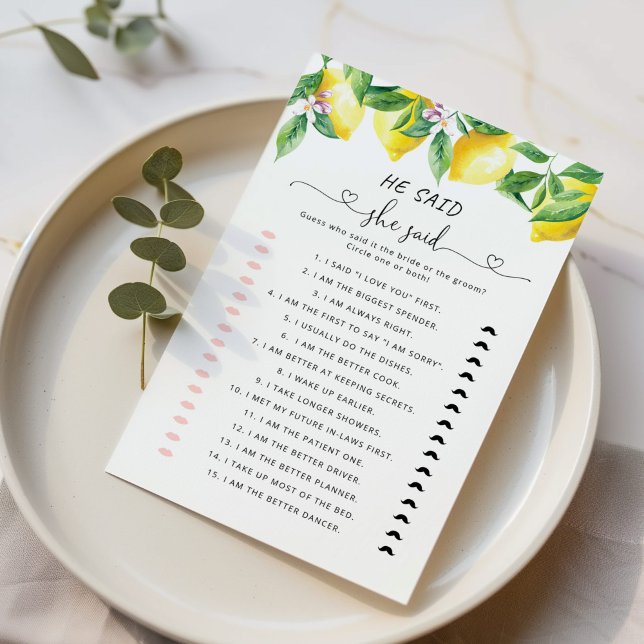 レモン彼は彼女はブライダルシャワーゲームを言った (クリエイターアップロード済み)