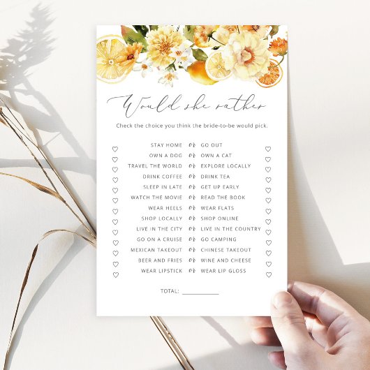 レモン彼女はむしろブライダルシャワーゲーム