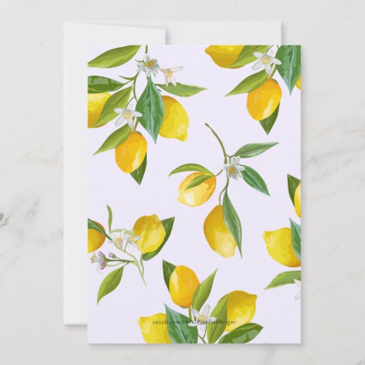 レモン彼女は彼女のメイン絞りブライダルシャワーを見つけた 招待状 (裏面)