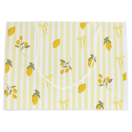レモン抱っこ待ってるね Yellow Stripe Lemon ラージペーパーバッグ