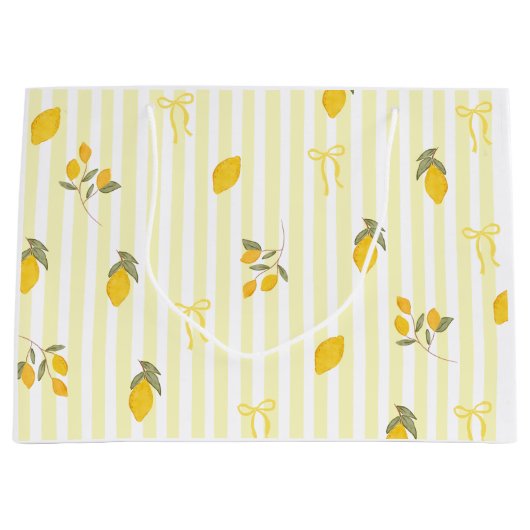 レモン抱っこ待ってるね Yellow Stripe Lemon ラージペーパーバッグ (正面)
