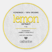 レモン抽出パーソナライズされた瓶詰めラベル ラウンドシール (正面)