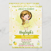 レモン招待シトラス誕生日レモネードパーティー 招待状 (正面/裏面)