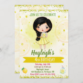レモン招待夏の誕生日の招待ガール 招待状 (正面/裏面)