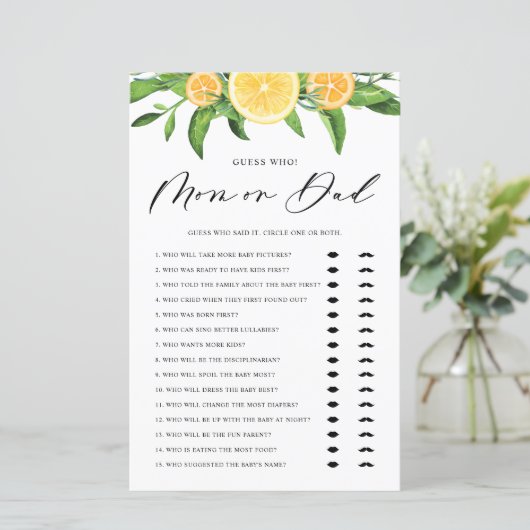 レモン推測ママまたはパパ赤ちゃんシャワーのゲーム (スタンド正面)