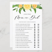 レモン推測ママまたはパパ赤ちゃんシャワーのゲーム (正面/裏面)