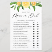 レモン推測ママまたはパパ赤ちゃんシャワーのゲーム (正面)