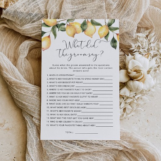 レモン新郎は何と言ったブライダルシャワーゲーム