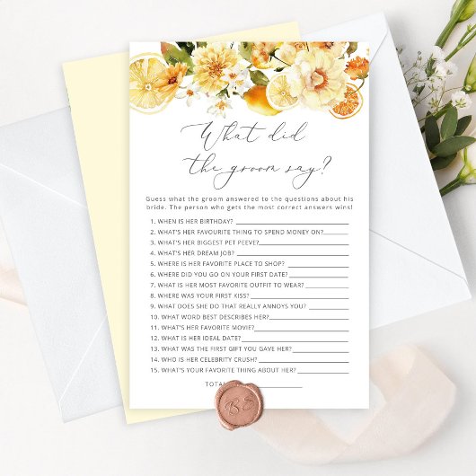 レモン新郎は何と言ったブライダルシャワーゲーム