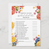 レモン新郎新婦トリビアブライダルシャワーゲームカード 案内状 (正面)