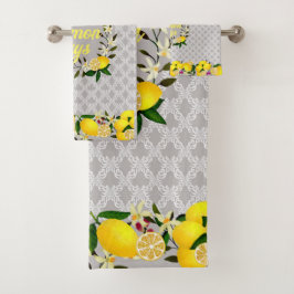 レモン日モチーフグレー バスタオルセット
