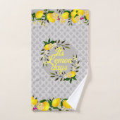 レモン日モチーフグレー バスタオルセット (ハンドタオル)